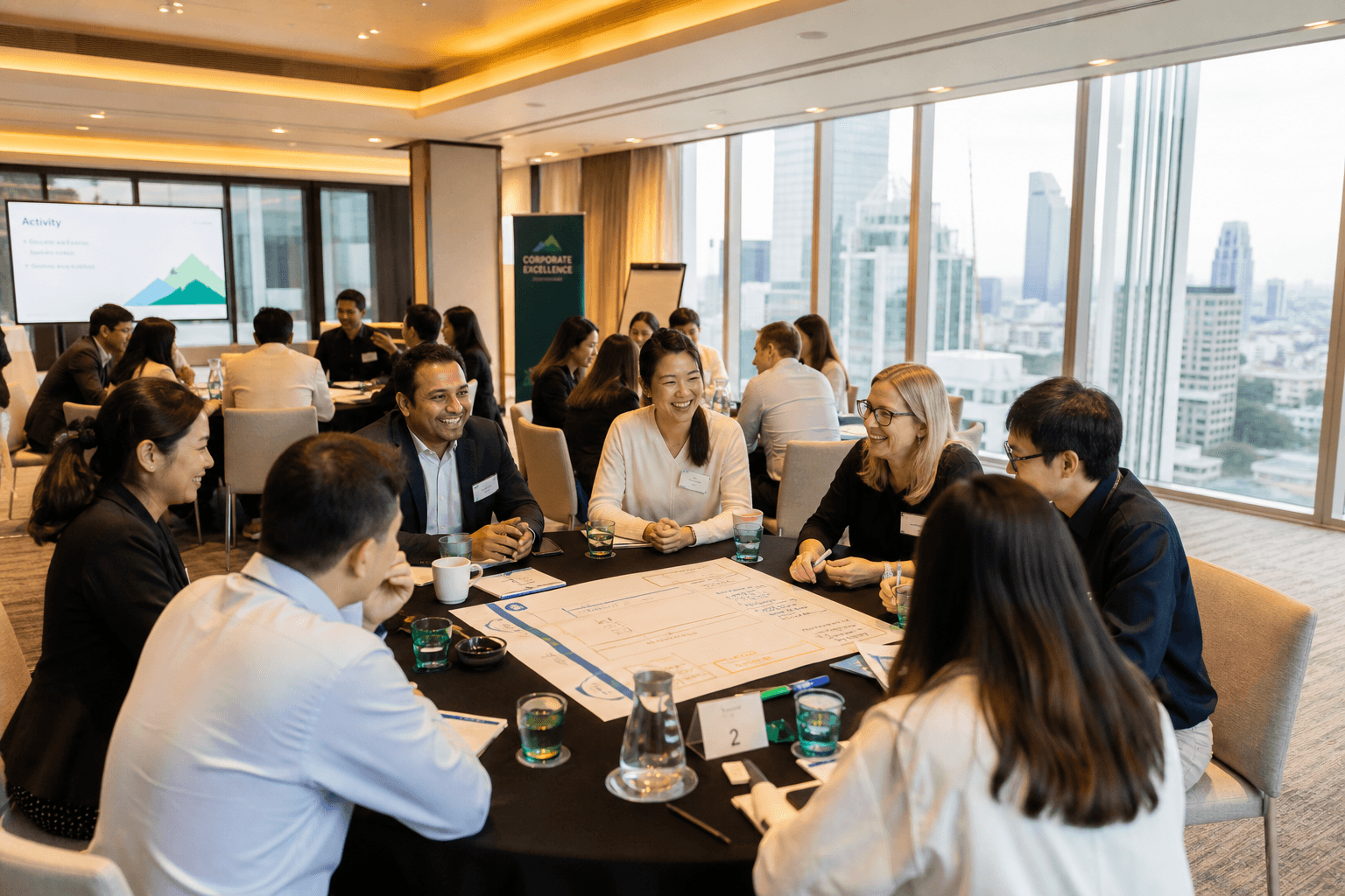 Corporate team workshop and collaboration session